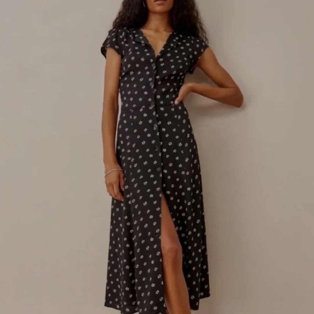 Reformation Black Floral Dress